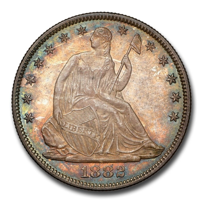 1882年 シーテッド リバティ ハーフ ダラー 銀貨 50セント シルバー