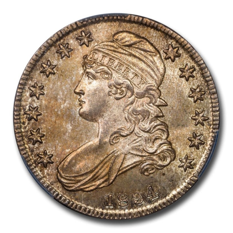 1834年 キャップド バスト ハーフ ダラー 銀貨 50セント