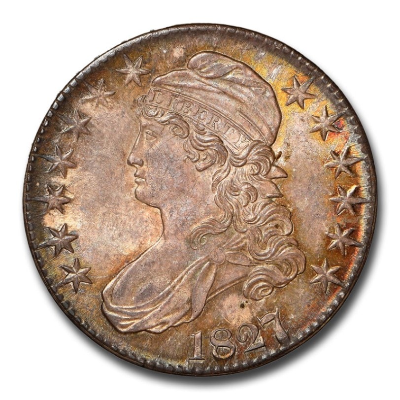 1827/6年 キャップド バスト ハーフ ダラー 銀貨 50セント