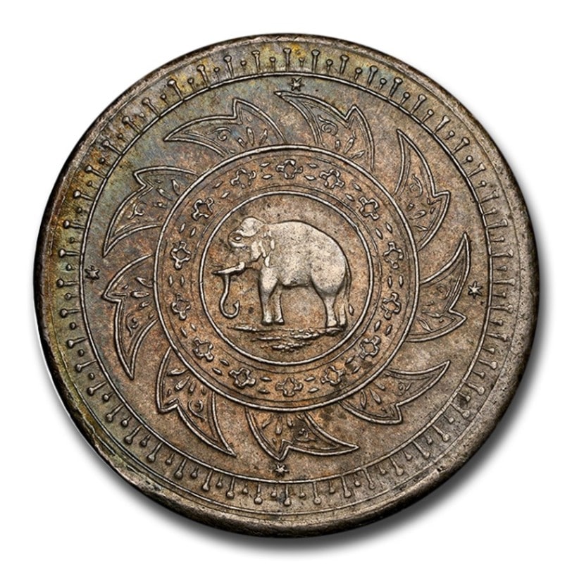 タイ ラーマ4世1バーツ銀貨1860年【NGC VF35】希少象印シルバーコイン