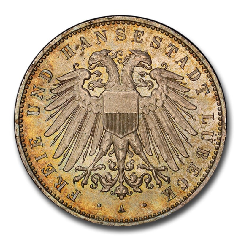 1908年 ドイツ インペリアル イーグル 5マルク 銀貨 シルバー