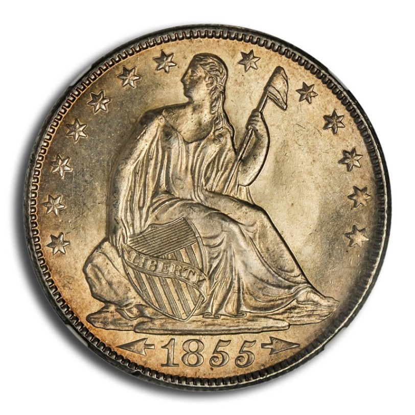 アメリカ シーテッドリバティ1855年 ハーフダラー 1855年 シーテッド リバティ ハーフ ダラー 銀貨 50セント