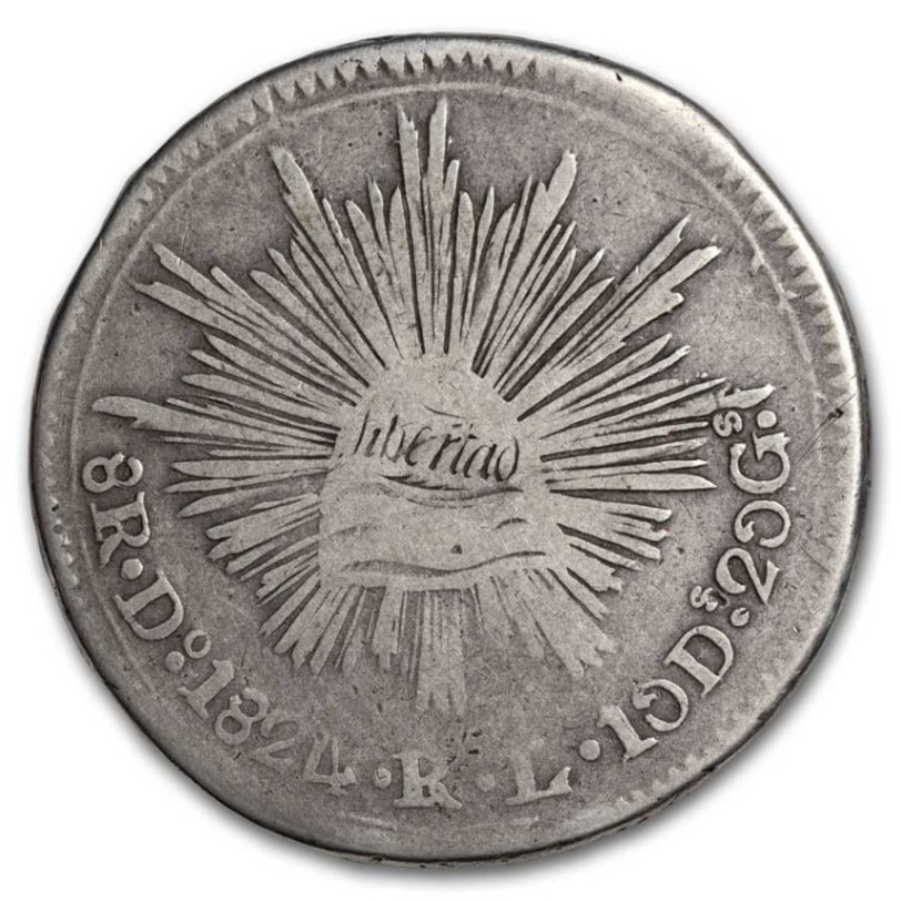 気まぐれ特価★本物保証 メキシコ 自由の帽子 8レアル 銀貨 凖未使用 PCGS 1824年 メキシコ 8レアル 銀貨 シルバー コイン 自由の帽子