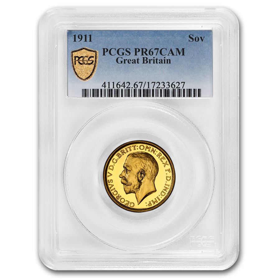 1911年 イギリス ジョージ5世 ソブリン 金貨 イギリス国王 グレートブリテン及びアイルランド連合王国 聖ジョージ 竜退治 ゴールド ヨーロッパ  PR-67 カメオ PCGS アンティークコインの販売 | 金貨や銀貨のご購入は「金銀の貯金箱」
