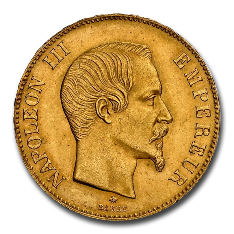 1858年 フランス ナポレオン3世 100フラン金貨 フランス皇帝 ルイ