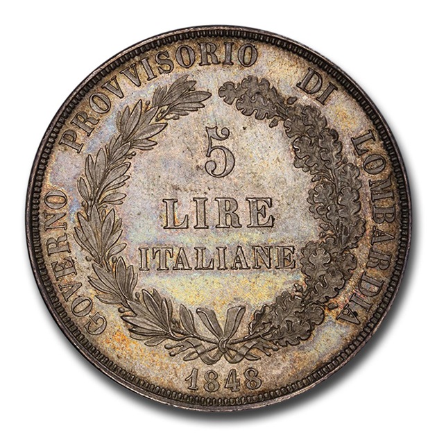 1848ǯ �����ꥢ 5��� ��� �����Ľ��� �ߥ��¤ʾ�� MS-63 PCGS ����ƥ�����������