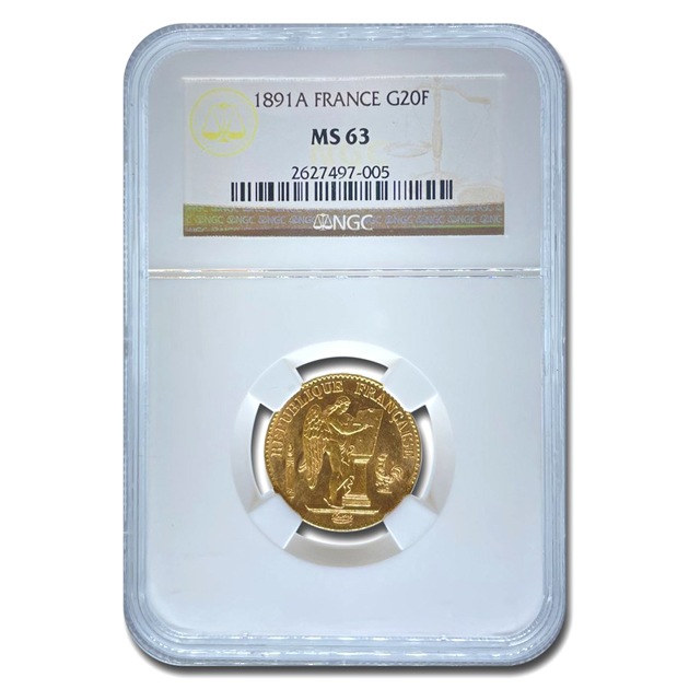 �ե�� ��å������󥸥����� 20�ե�� �ե�� �ѥ�¤ʾ�� 1891ǯ�� MS-63 NGC ����ƥ�����������