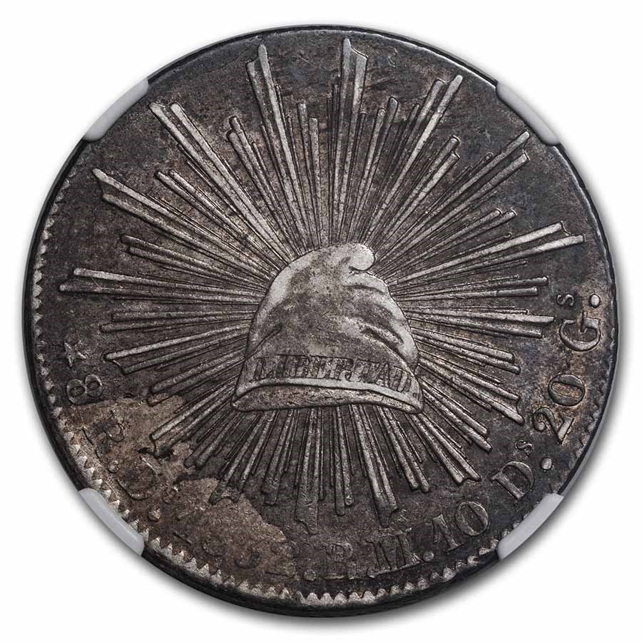 1832年 メキシコ 8レアル 銀貨 自由の帽子 ドゥランゴ造幣局 XF-45 NGC 