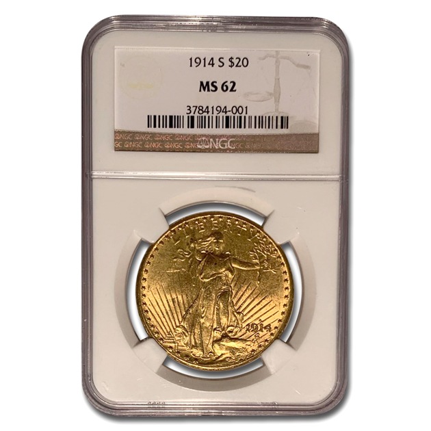 ����ꥫ ���֥� �������� 20�ɥ��� ����ȥ����ǥ� 1914ǯ�� ����ꥫ¤ʾ��ȯ�� (����ե�󥷥���¤ʾ��) MS-62 NGC ����ƥ�����������