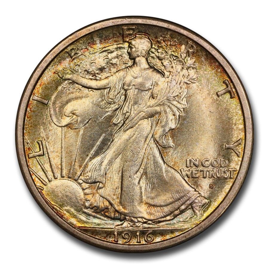 1916年 ウォーキング リバティ ハーフダラー 銀貨 50セント