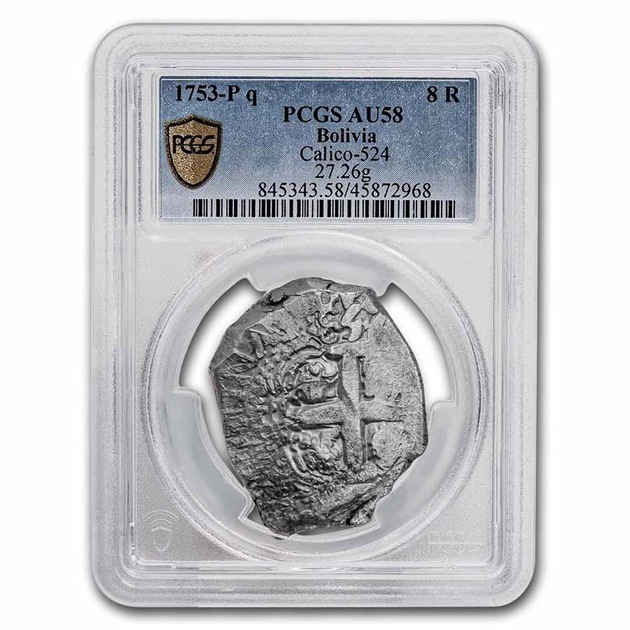 1753ǯ �ܥ�ӥ� 8�쥢�� ��� ���� �ݥȥ�¤ʾ�� AU-58 PCGS ����ƥ�����������