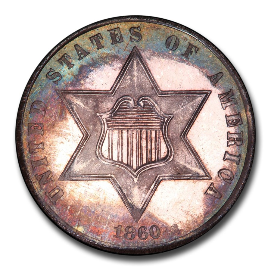1860ǯ ����ꥫ 3����� ��� ����С� ϻ���� ����ꥫ�罰��¤ʾ�� �ե���ǥ�ե��� PR-65 ���ᥪ PCGS ����ƥ�����������