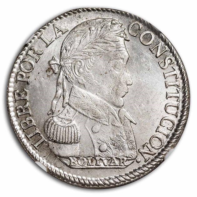 1830年 シモン・ボリバル ラテンアメリカ独立運動の英雄 4ソル 銀貨