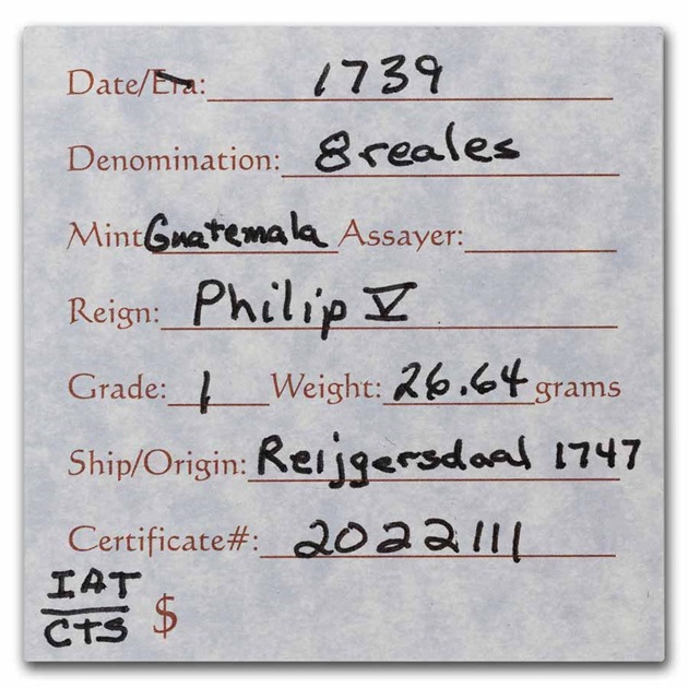 1739ǯ �ե����5�� ���ڥ���� 8�쥢�� ��� �ԥ顼�ɥ� �ᥭ���� �ᥭ�������ƥ�¤ʾ�� ������ �쥤��ɲ�� �ǰ��� �饤������������� ������ ȯ�������� (w/COA) ����ƥ�����������