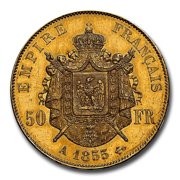 �ʥݥ쥪��3�� 50�ե���� �ե�� �ѥ� 1855ǯ�� MS-63* NGC ����ƥ�����������