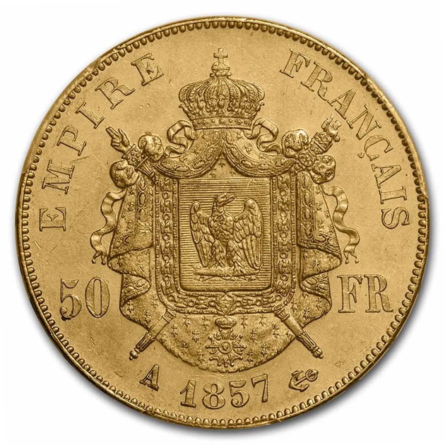 �ʥݥ쥪��3�� 50�ե���� �ե�� �ѥ� 1857ǯ�� MS-62 PCGS ����ƥ�����������