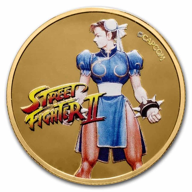 ストリートファイターII 30周年記念金貨 1オンス カラー 春麗 10ドル