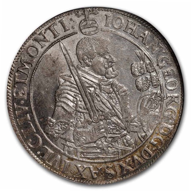 1645年 ヨハン・ゲオルク1世 ザクセン選帝侯 ターラー 銀貨 ドイツ