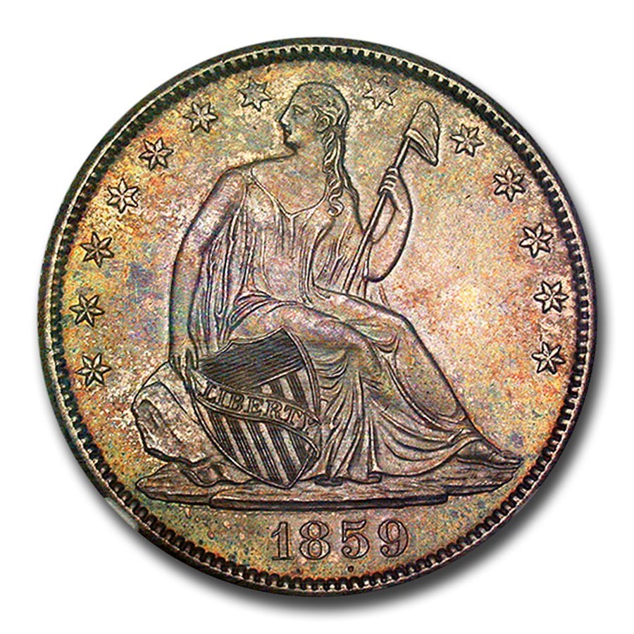 1859年 シーテッド リバティ ハーフ ダラー 銀貨 50セント