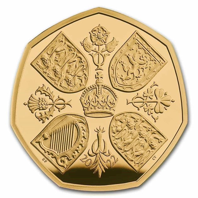エリザベス2世女王陛下 50ペンス金貨 チャールズ国王肖像 2022年