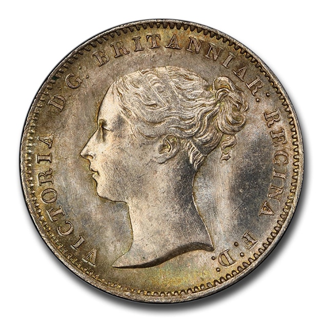 1848年 ヴィクトリア女王 3ペンス 銀貨 イギリス ビクトリア MS-65