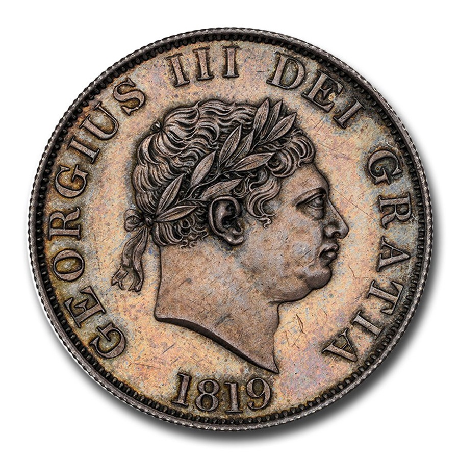 よ*こ様 1819年英国 ジョージ3世 クラウン銀貨 1819年 ジョージ3世 イギリス国王 ハーフ クラウン 銀貨
