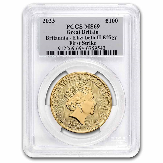 �֥꥿�˥���� 1���� 100�ݥ�� 2023ǯ�� �����ꥹ��Ω¤ʾ��ȯ�� PCGS MS-69 FS (���ꥶ�٥����� ���ꥢ�� �ѥå�����)