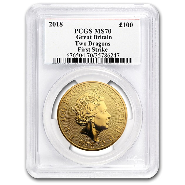GB �ġ��ɥ饴���� 1���� 100�ݥ�� 2018ǯ�� �����ꥹ��Ω¤ʾ��ȯ�� MS-70 PCGS (FS/�ɥ饴���٥�)