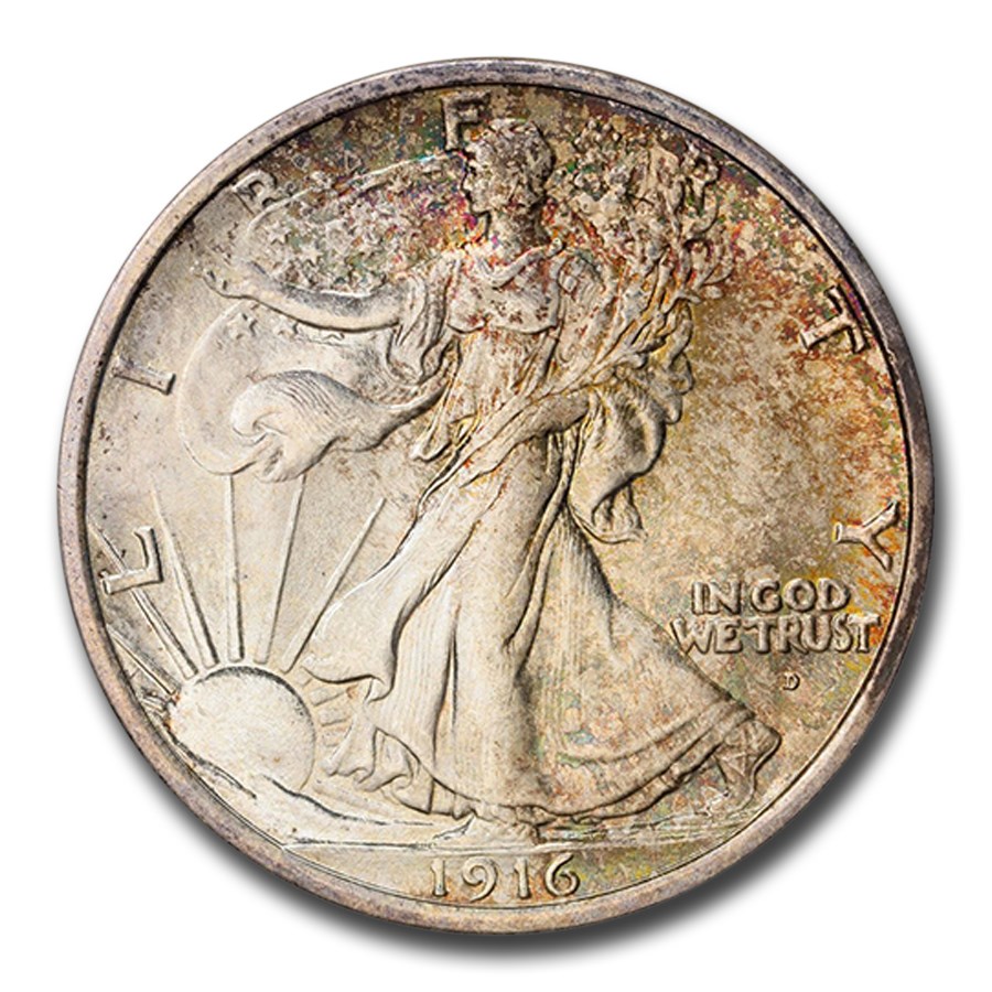 1916ǯ ���������� ��Хƥ� �ϡ��ե��顼 ��� 50����� ����С� �������� ����ꥫ�罰��¤ʾ�� �ǥ�С� MS-65 PCGS ����ƥ�����������