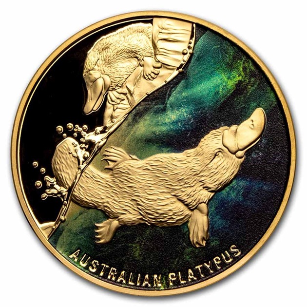 オーストラリア カモノハシ金貨 1オンス プルーフ (一部彩色) 100ドル