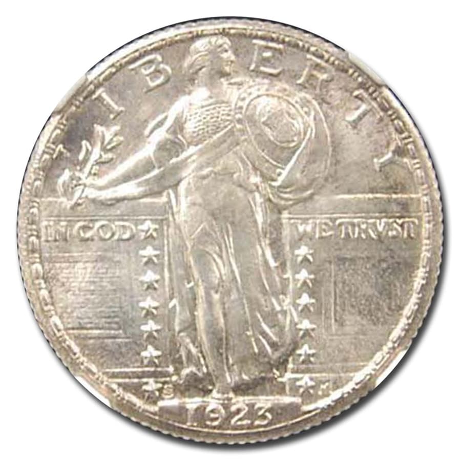 1924年(Ｄ)アメリカ スタンディングリバティ25セント銀貨silver900 スタンディング リバティ コイン - 収集価値のある銀の像