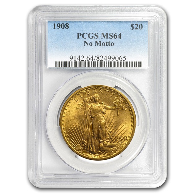 ����ꥫ ����ȥ����ǥ� ���֥� �������� 20�ɥ��� 1908ǯ�� ����ꥫ¤ʾ��ȯ�� MS-64 PCGS (No Motto) ����ƥ�����������