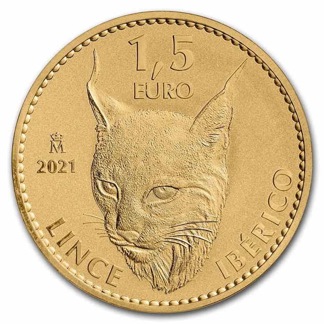 イベリアオオヤマネコ ダブロン金貨 1オンス リバース プルーフ 1.5
