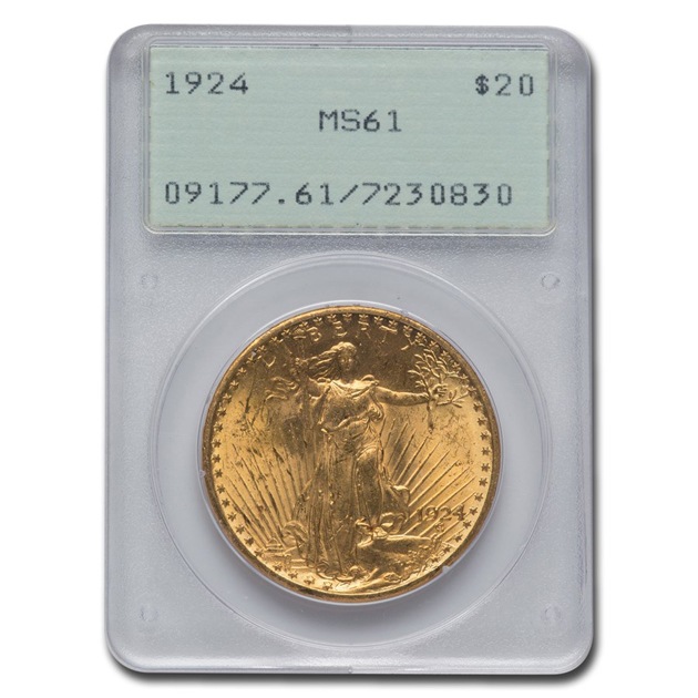 ����ꥫ ����ȥ����ǥ� ���֥� �������� 20�ɥ��� 1924ǯ�� ����ꥫ¤ʾ��ȯ�� MS-61 PCGS (Rattler) ����ƥ�����������