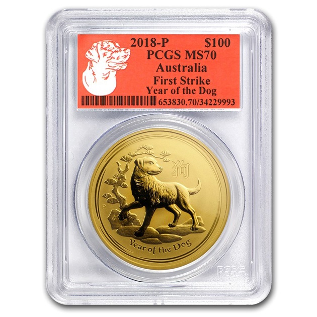 �������ȥ�ꥢ ��������� 1���� �� �ɥå� 100�ɥ� 2018ǯ�� �ѡ���¤ʾ��ȯ�� MS-70 PCGS (FS, Red Label) (���꡼��2)