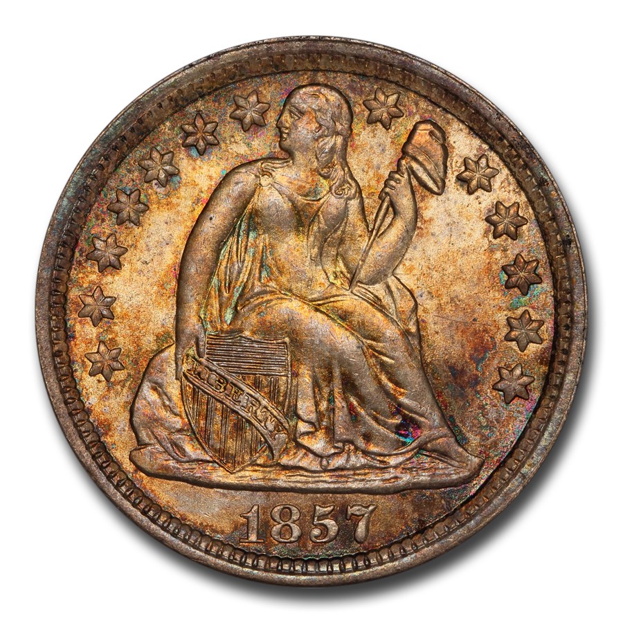 1857年 シーテッド リバティ ダイム 銀貨 10セント シルバー イーグル 