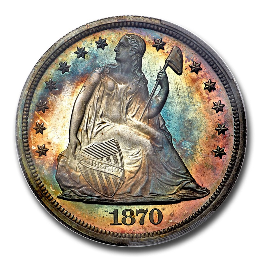 1870ǯ �����ƥå� ��Хƥ� ���顼 ��� 1�ɥ� ����С� ������ ��ͳ�ν��� �������� ����ꥫ�罰��¤ʾ�� �ե���ǥ�ե��� PR-67 ���ᥪ PCGS ����ƥ�����������