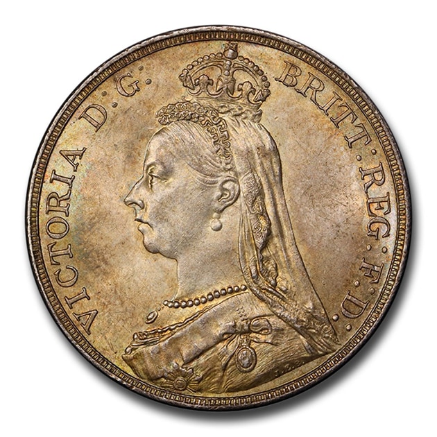 NGC AU55』イギリスヴィクトリア女王クラウン銀貨(1889年)