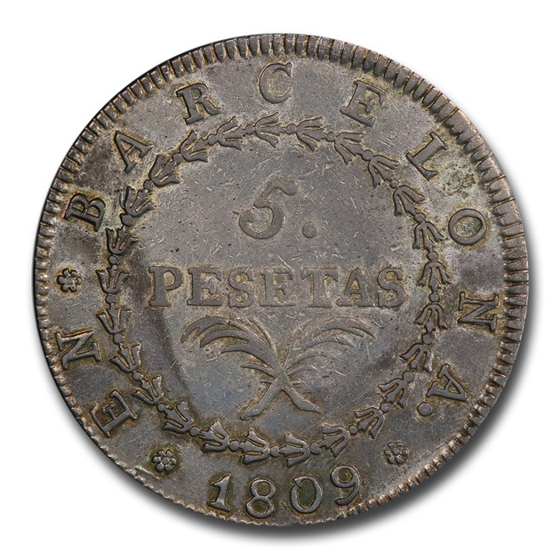 1809ǯ ���ڥ��� 5�ڥ��� ��� �ʥݥ쥪�󡦥ܥʥѥ�� AU-50 PCGS ����ƥ�����������