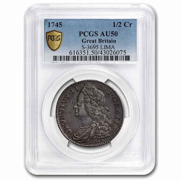 1745ǯ ���硼��2�� �����ꥹ�� �ϡ��ե��饦�� ��� �����ꥹ AU-50 PCGS ����ƥ�����������