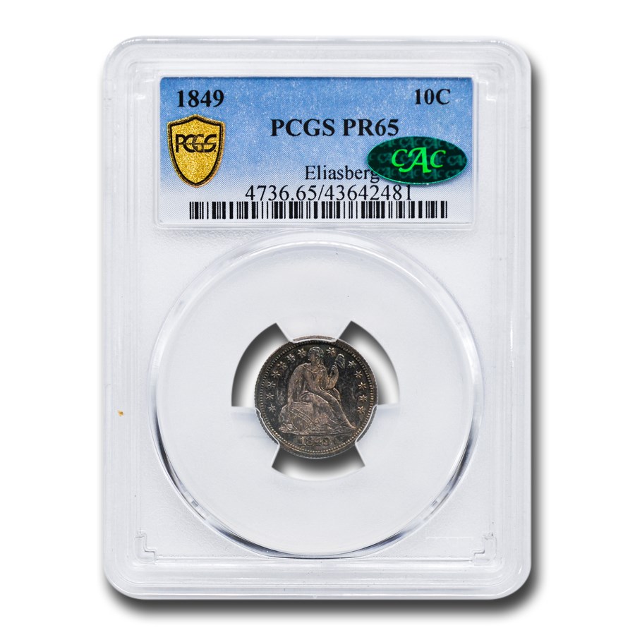 1849ǯ �����ƥå� ��Хƥ� ������ ��� 10����� ����С� ������ ��ͳ�ν��� �������� ����ꥫ�罰��¤ʾ�� �ե���ǥ�ե��� PR-65 PCGS CAC ����ƥ�����������
