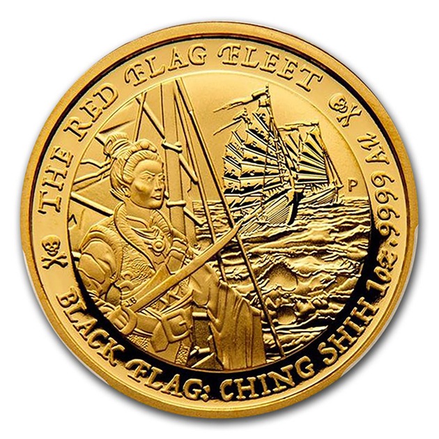 海賊 ブラックフラッグシリーズ:鄭一嫂 紅旗幇金貨 1オンス (CHING SHIH/The Red Flag Fleet) 100ドル ...