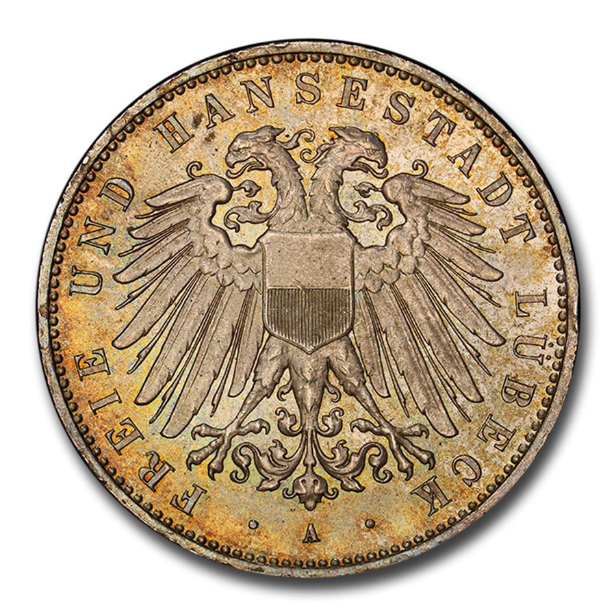 1908年 ドイツ インペリアル イーグル 5マルク 銀貨 シルバー