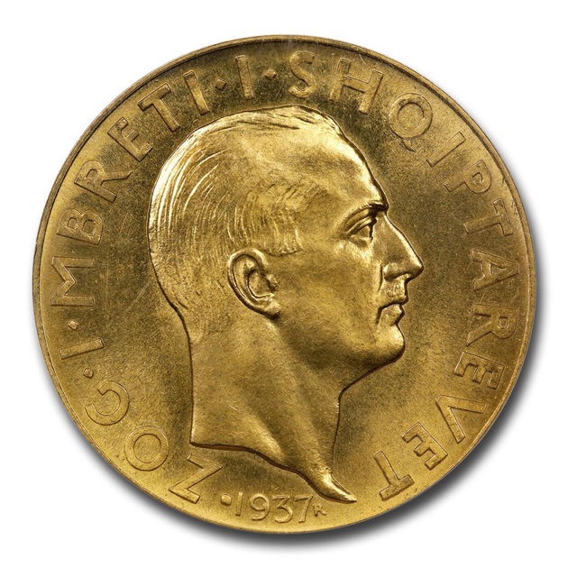 ゾグ―1世 100フランガ アリ金貨 アルバニア 1937年製 MS-65 NGC