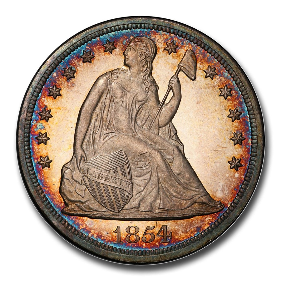 1854ǯ ƥåɥХƥ 顼  1ɥ С  ͳν  ꥫ罰¤ʾ եǥե PR-65 ᥪ PCGS ƥ