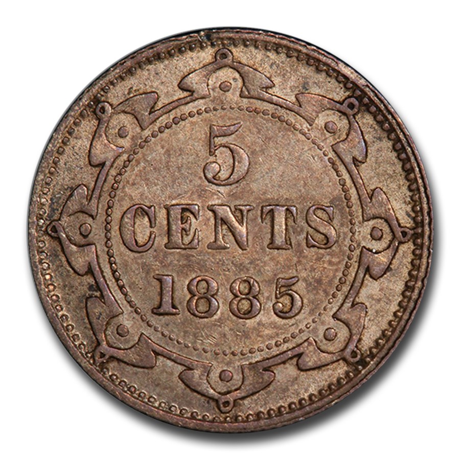 1885ǯ ���ʥ� �˥塼�ե���ɥ��� 5����� ��� �������ȥꥢ���� �ӥ��ȥꥢ AU-55 PCGS ����ƥ�����������