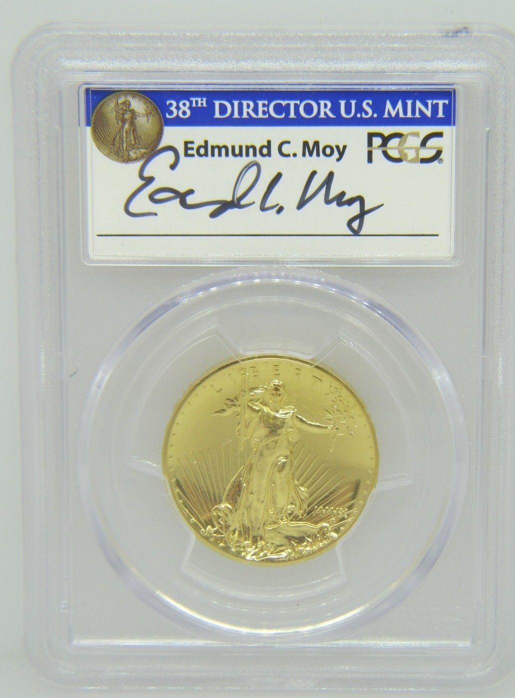 2009ウルトラハイリリーフ金貨 PCGS-MS70 PL(プルーフライク)未使用 Edmund C. Moyサイン入り 0040
