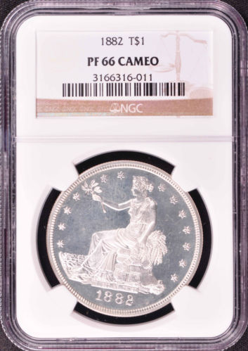 アンティークコイン　アメリカ　1ドル　トレードダラー銀貨 1882 TRADE T＄1 NGC PR 66 Cameo