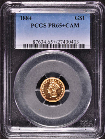 アンティークコイン アメリカ ゴールドダラー1ドル金貨 1884 GOLD G$1 PCGS PR 65+ Cameo