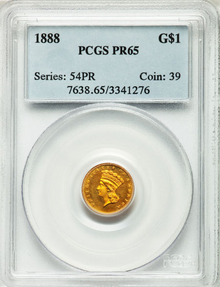 アンティークコイン アメリカ ゴールドダラー1ドル金貨 1888 GOLD G$1 PCGS PR 65
